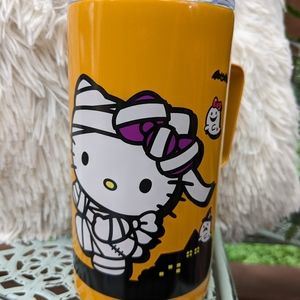 New 2023 Halloween Hello Kitty Tumbler w/Handle Yellow Mummy Ghosts Bats- Viral